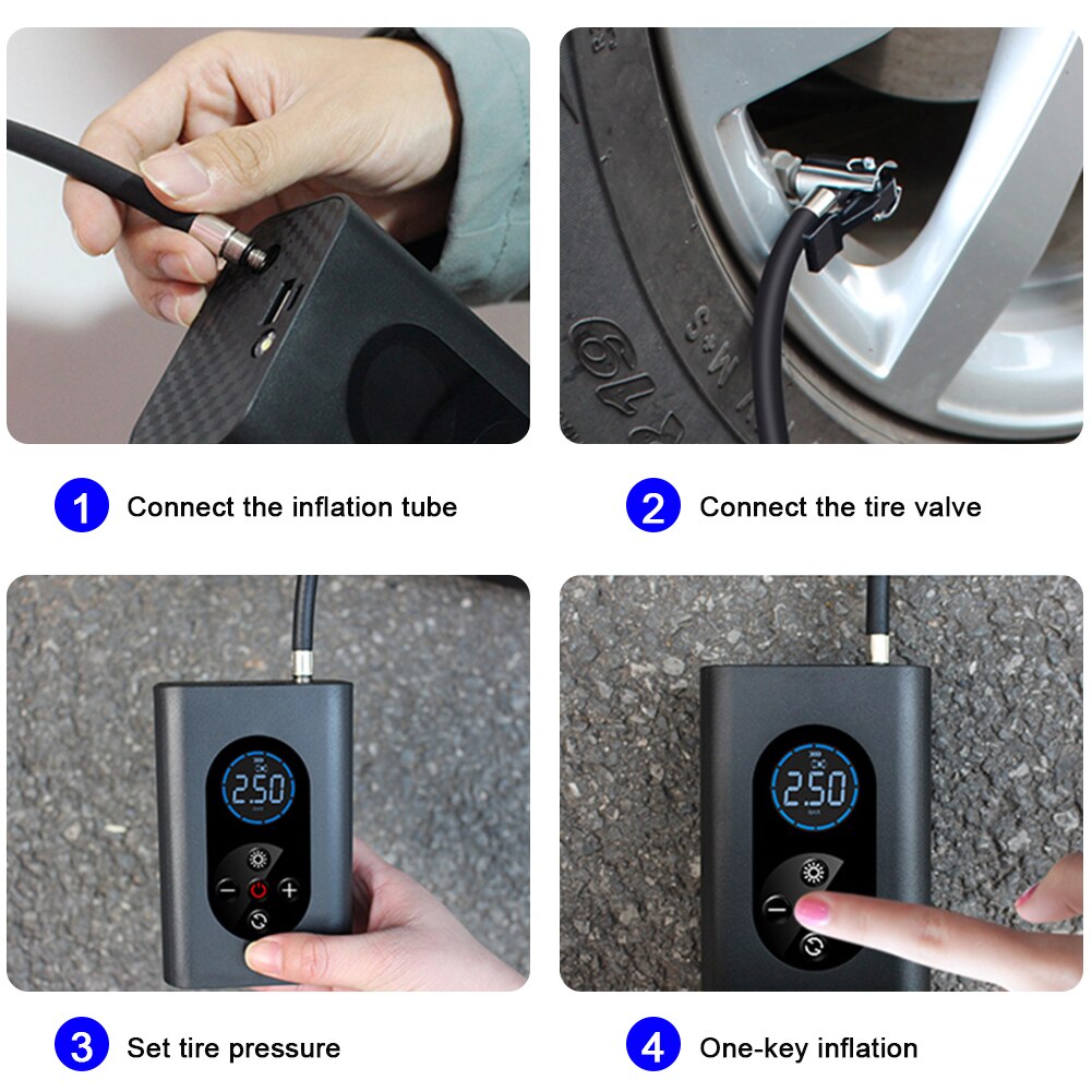 Cordless Car and Bicycle Tire Inflator, Electric Bike Pump Accessory