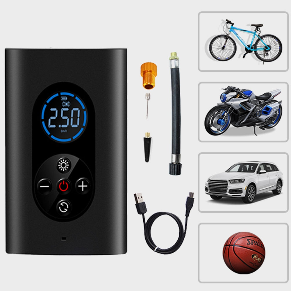 Cordless Car and Bicycle Tire Inflator, Electric Bike Pump Accessory