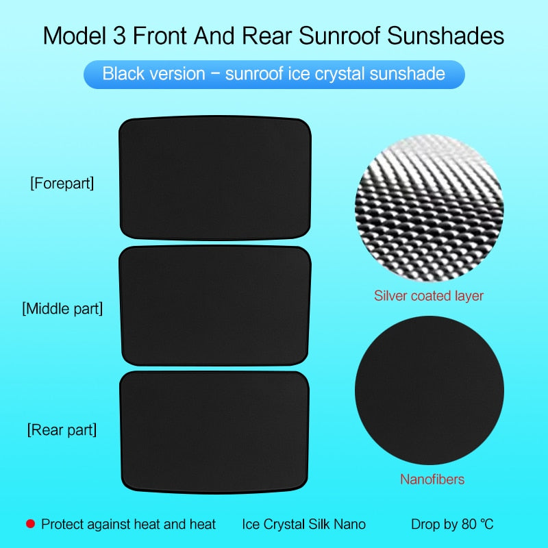 2021-2023 Tesla Model 3 &amp; Model Y Sunroof Sunshades