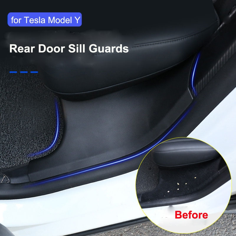 2pcs Anti-Dirty ABS Rear Door Sill Guards for Tesla Model Y