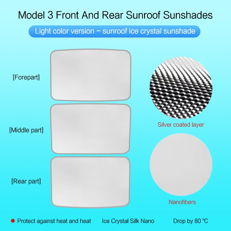 2021-2023 Tesla Model 3 &amp; Model Y Sunroof Sunshades