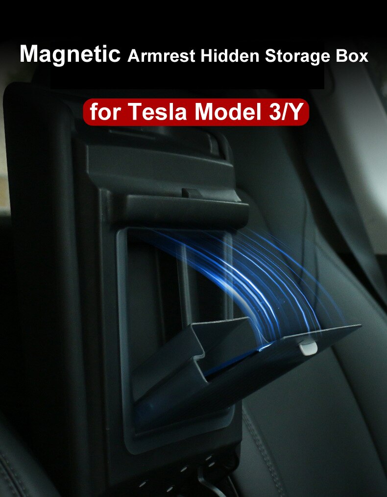 Magnetic Armrest Storage Box for Tesla Model 3/Y