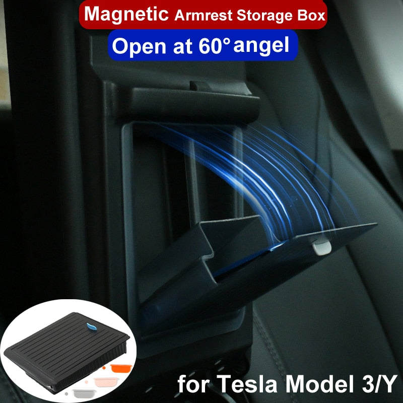 Magnetic Armrest Storage Box for Tesla Model 3/Y